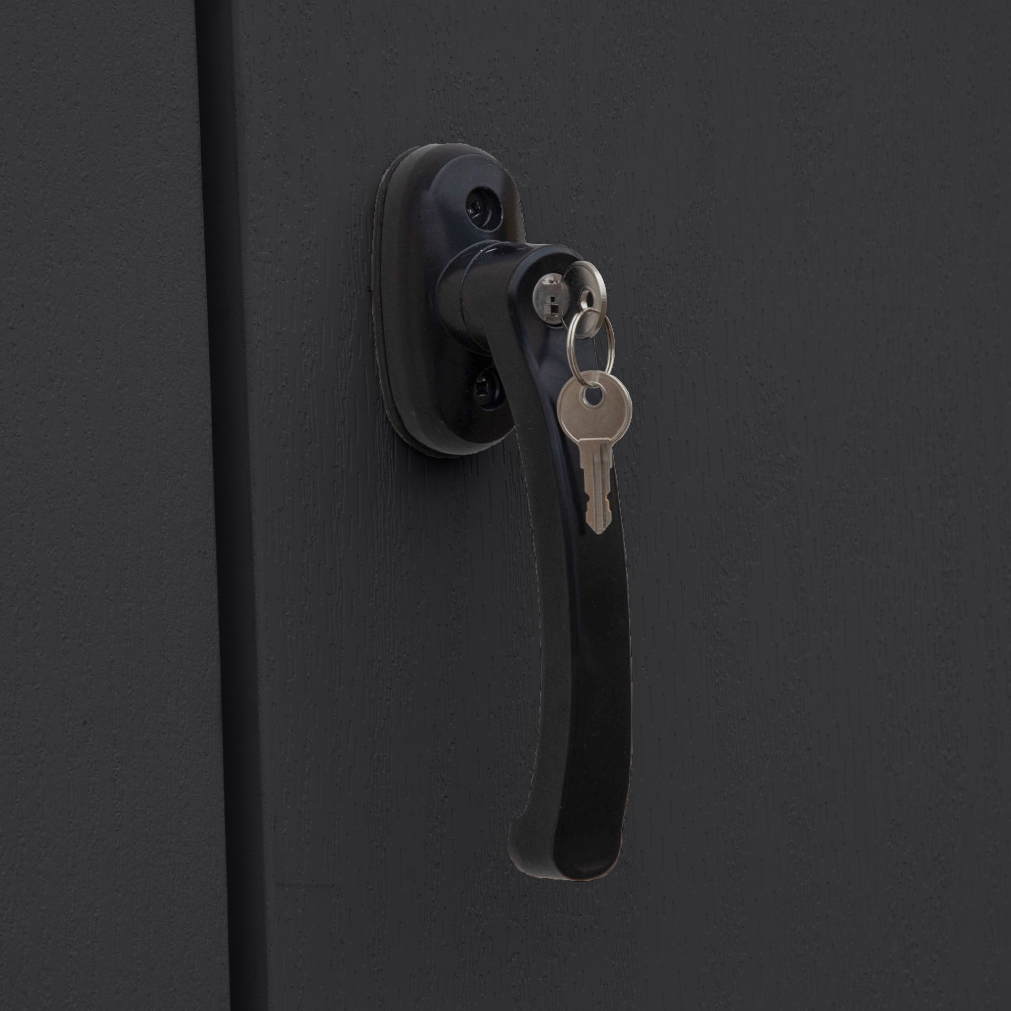 close up on handle with a key