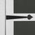 Close-up of the decorative hinge and latch hardware on the Classic Deluxe 8x12 shed door