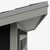Close-up of a contemporary shed's metal roof with sleek overhang and modern trim detailing.