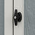 Close-up of the handle on the sliding door of a 10x4 lean-to shed