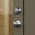 Close-up of a studio shed's French door handle, featuring a sleek design and secure locking mechanism.