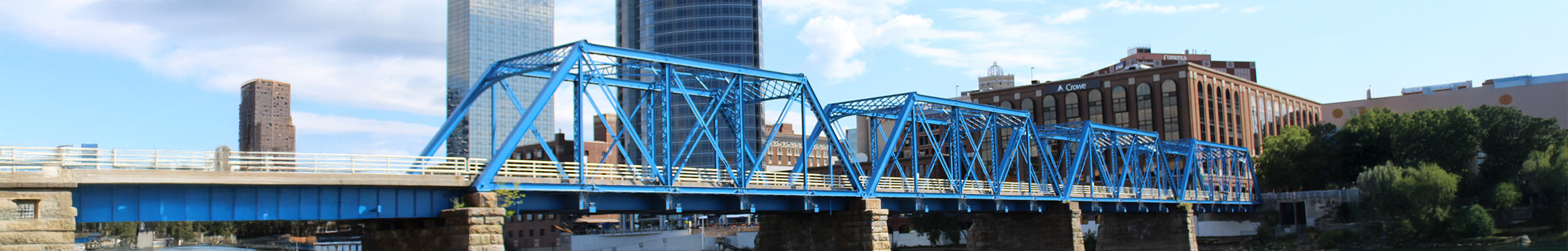 Blue bridge overlooking downtown Kentwood, Grand Rapids MI area Blue bridge overlooking downtown Kentwood, Grand Rapids MI area