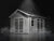 Huron Plus shed with windows on a dark background