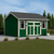 bright green shed in backyard