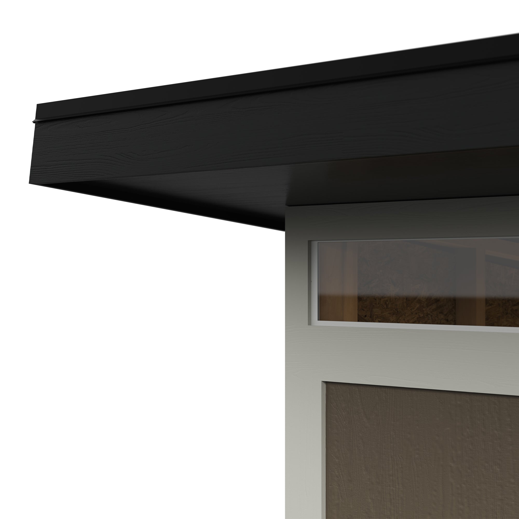 Close-up of the studio roof design on a Contempo contemporary shed"