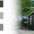 Small shed with color swatches for exterior green paint options on a white background