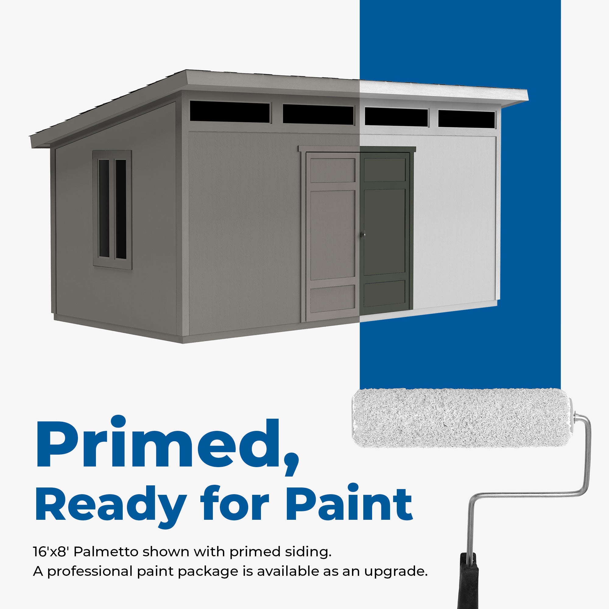 Shed is primed and ready to paint. 