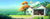 Cartoon house with a garage door open, showing boxes and a bicycle, surrounded by trees and mountains.